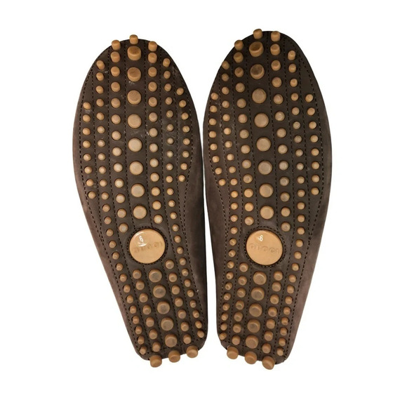 Gucci 337066 Suede Fringe  Driver Loafers | Dark brown | Men’s Size 6 - Picture 10 of 11